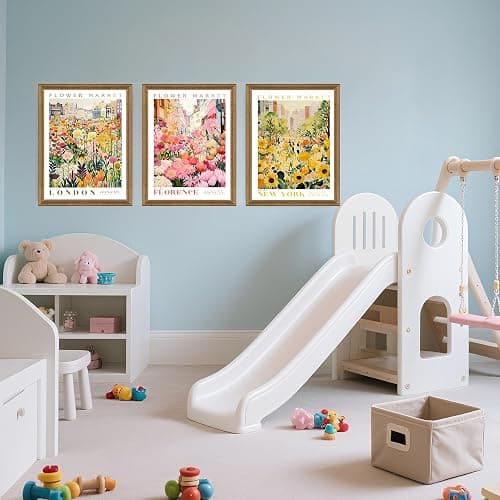 Ovczax Framed Flower Market Wall Art, Colorful Flowers Canvas Wall Decor, Travel Poster Decorative Picture Set - 3 Framed floral wall art, Suitable for Living Room Bedroom Dining Room 16" x 12" thumbnail 6