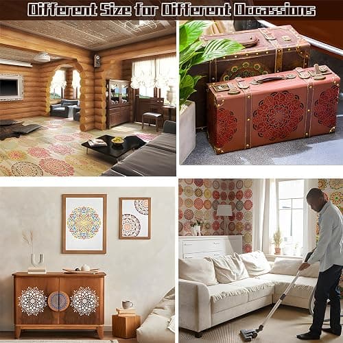 Mandala Stencils for Painting, Small Diwali Rangoli Stencils for Crafts on Wood Wall Furniture Fabric Tile Rock Mat, Plastic Drawing Templates for Diwali Decorations DIY Projects & Home Decor thumbnail 5