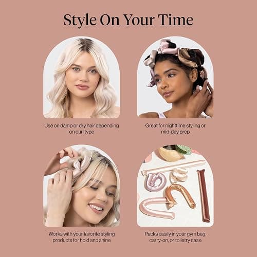 Kitsch Satin Heatless Hair Curlers – No Heat Hair Curlers to Sleep In for Overnight Curls – Soft Heatless Curling Rods for Women with Short & Long Hair - Alternative to Heat Styling – 6 pcs, Rosewood thumbnail 6