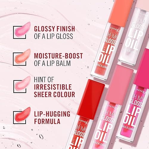 Rimmel Oh My Gloss! Lip Oil 003 Berry Pink, Juicy Shine, Hydrates & Naturally Plumps, Moisture Boost, Vitamin E, Replenishes & Restores the Lips, Coconut Oil, Non-Sticky, Vegan & Cruelty Free thumbnail 4