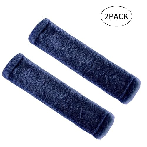 Amooca Soft Faux Fur Universal Fit Seatbelt Cover Car Truck SUV Airplane Seat Belt Shoulder Pad for Carmera Backpack Straps Neck Cushion Protector 2 Pack 10.5in Dark Blue thumbnail 6