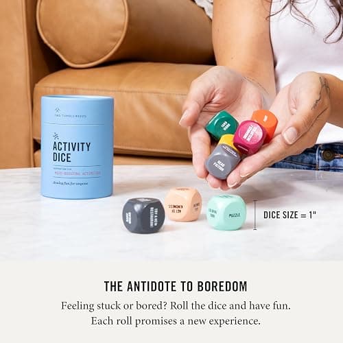 Two Tumbleweeds Mood-Boosting Activity Dice - 9 Wooden Dice for Self-Care & Connection - A Mindful Wellness Tool to Beat Doom-Scrolling - 54 Screen-Free Activities for Calm, Joy & Creativity thumbnail 5