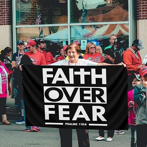 JZYIZYU Faith Over Fear Flag Jesus Christian Bible Scripture Verse Flags 3x5 Outdoor Funny Tapestry Flag Inspirational Gym Motivational Flags for Home Gym College Dorm Room Office Wall Banner Decor thumbnail 7