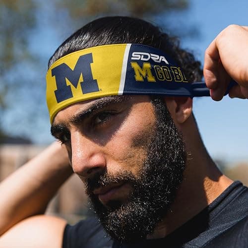 Suddora University of Michigan Headband, Michigan Wolverines Breathable Sweatbands for Sports Events, Non-slip Fabric Headband for Football, Tennis, Workout, Costumes & Cosplay thumbnail 4