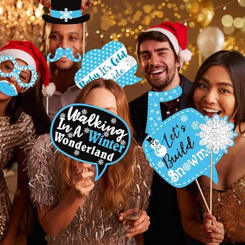 Snowflake Photo Booth Props 38 Pcs Frozen Party Decorations Winter Wonderland Party Favor for Holiday Party Christmas Party Supplies thumbnail 5