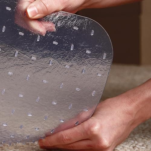 Staples Office Chair Mat, Clear Floor Mats with Lip, Medium-Pile Carpets, Extended Under-Desk Coverage, 48 x 36 Inch, Smooth Glide thumbnail 2