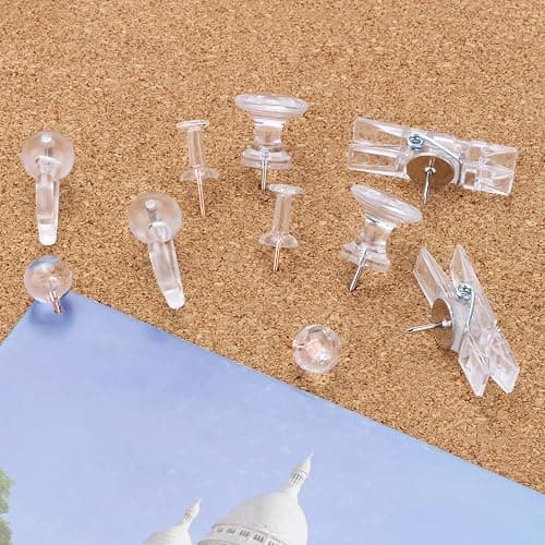 Clear Push Pins Set, 5 Styles 125-count Thumb Tacks Map Pins, Steel Point and Clear Plastic Head Pushpins Transparent Thumbtacks for Cork Board Bulletin Boards thumbnail 5