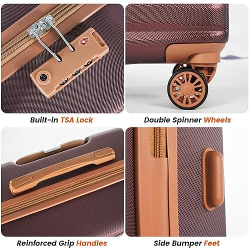 Amalodie 6-Piece Hardcase Luggage Sets 16" 20“24”28“ | ABS+PC Suitcases with Double Spinner Wheels,TSA Lock,Underseat Duffel Bag thumbnail 4