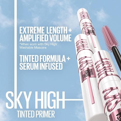 Maybelline Lash Sensational Sky High Washable Mascara + Boosting Lash Primer Makeup Bundle, Includes 1 Mascara in Blackest Black and 1 Eyelash Primer in Soft Black thumbnail 2