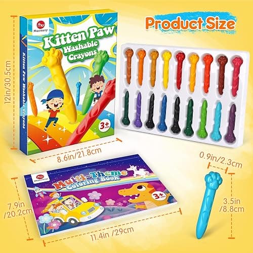 Mocoosy 18 Colors Jumbo Crayons for Toddlers 1-3, Mess-Free Washable Crayon with Coloring Book Set for Kids Ages 4-8, Non Toxic Crayons Kit Art Supplies Coloring Gift Travel Road Trip Activities thumbnail 2