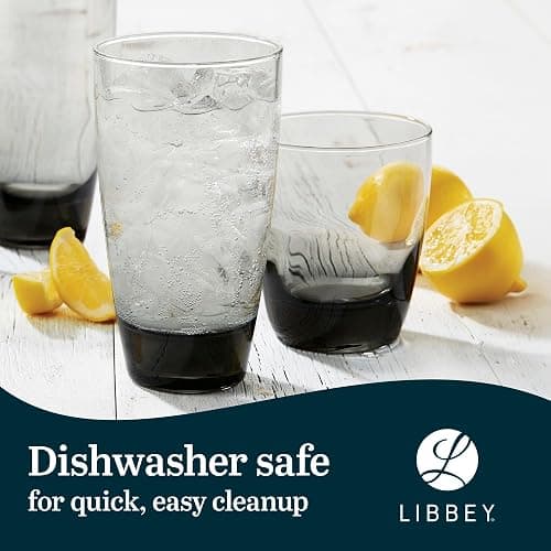 Libbey Classic Rocks and Tumbler Glasses Set of 16, Smoke Hue, Lead-Free Water Glasses, Dishwasher Safe Drinking Glasses Set thumbnail 5
