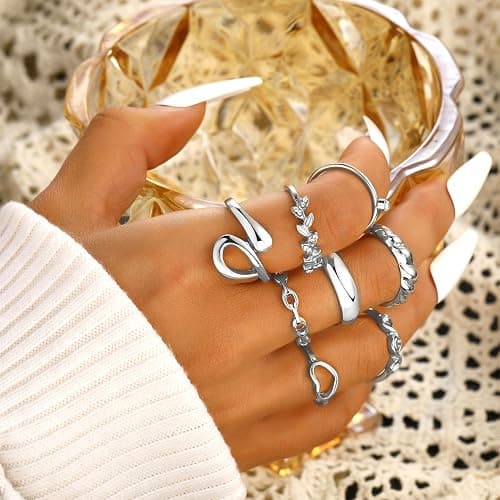 FAXHION 24 Pcs Gold Stackable Rings for Women, Knuckle Rings Chunky Gold Ring Set Dainty Stacking Cute Rings, Multiple Sizes Cute Jewelry Set Gift thumbnail 6