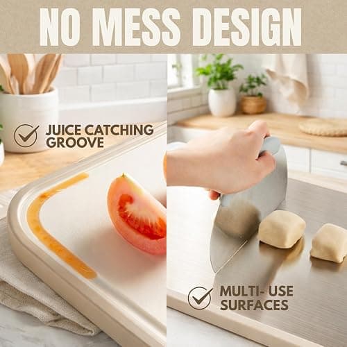 Stainless Steel Cutting Board, Double Sided Steel Cutting Boards for kitchen, Non Toxic Stainless Steel/Wheat straw pp Large size for meat,17 * 11 Inch,Dishwasher Safe,luxury style Aesthetic chopping thumbnail 8