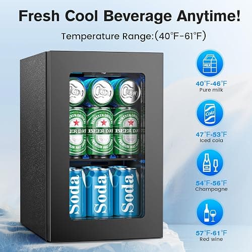 Electactic 24 Cans Beverage Refrigerator Cooler, Mini Fridge Countertop Drink Cooler for Soda, Canned Beer, Adjustable Digital Temperature Control for Home Dorm Office, Black thumbnail 5