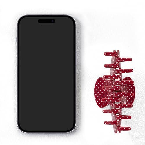 Large Acetate 4 Inch Hair Claw Clip for Women, Red Polka Dots Claw Clips & Jaw Clips for Thin or Thick Hair, French Style Hair Claws with Non-Slip Teeth, Hair Accessories for Updos, Buns & Ponytails thumbnail 3