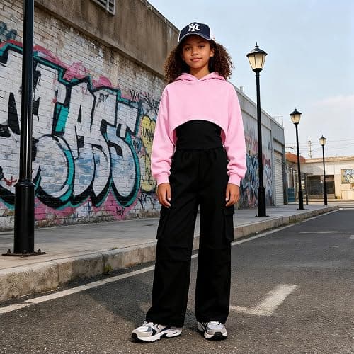 Voxikodex Girls Cute Clothes 3 Piece Cropped Hoodie + Cami Top + Cargo Pants Winter Spring Outfits for Teen Girls Size 7-14Y thumbnail 4