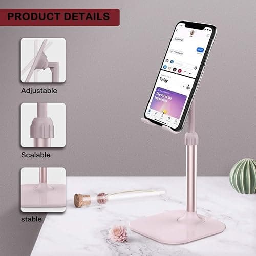 Doboli Cell Phone Stand, Stocking Stuffers Gifts for Teens Girls Boys Adults Women Men Mom Wife, Phone Stand for Desk, Phone Holder Stand Compatible with iPhone and All Mobile Phones Tablet, Pink thumbnail 4