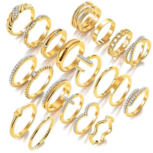 KISS WIFE Golden Silvery Black Kunckle Rings Set for Women, Dainty Simple Trendy Cute Stackable Finger Rings Pack, Perfect for Stacking Layering on Thumb and Knuckle, Mixed Size, Jewelry Gift thumbnail 5