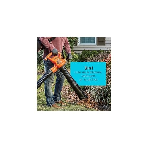 BLACK+DECKER Leaf Blower, Leaf Vacuum and Mulcher 3 in 1, Backpack Blowers for Lawn Care,250 mph Airflow, 400 cfm Delivery Power, Reusable Bag Included, Corded (BEBL7000) thumbnail 9