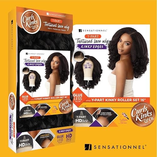 Sensationnel Curls Kinksandco Kinkyedges Wig - Kinky Roller Set 16 Inch Y Part Lace Natural Kinkytexture Edged Hairline for Natural 3C to 4C Hair Textures (BALAYAGEGOLD) thumbnail 8