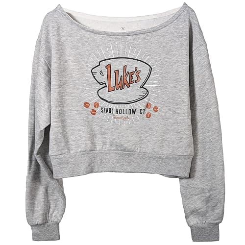 Ripple Junction Gilmore Girls Women's Crop Top Long Sleeve Sweatshirt Luke's Diner Stars Hollow Coffee Officially Licensed - Image 1