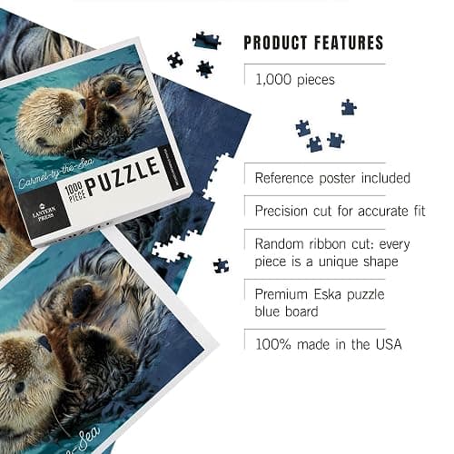 Lantern Press Carmel-by-The-Sea, California, Sea Otter Photograph 1000 Piece Jigsaw Puzzle for Adults, Made in USA with Reference Poster thumbnail 4