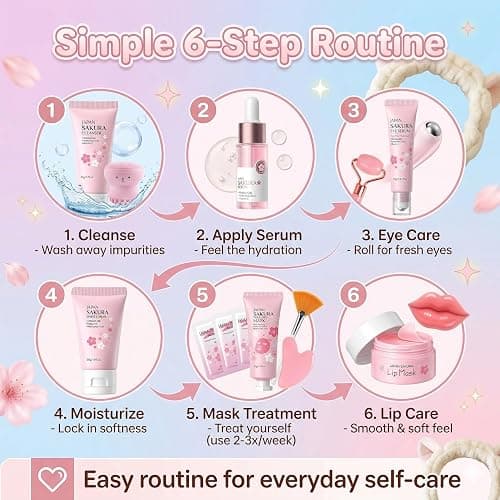 Back up if other is sold out Sakura Skin Care Set - Sakura Birthday Gifts For Teen Girls - Skin Care For Kids - 15 In 1 Skincare For Girls 10-12 Gift Set - Kids Skin Care Set For Girl Ages 8-12, All Skin Types Gua Sha thumbnail 3