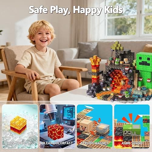 Laoren Magnetic Building Blocks STEM Toy Magnet Cubes for Kids 4-12 | Magnetic Cubes, 0.8 inches Building Blocks, Christmas Birthday Gifts for Kids Boys Girls Cave-200pcs thumbnail 5