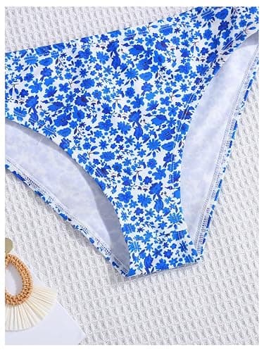 SOLY HUX Girl's Floral Print Bikini Set V Neck Spaghetti Strap Bathing Suit Two Piece Swimsuit thumbnail 4