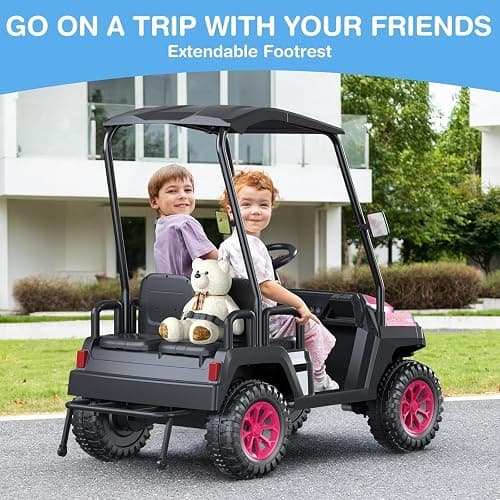 LIGIANT 24V Ride on Car for Big Kids, 4-Seaters Kids Golf Cart | Max. Cap: 264 Lbs(4 Kids), 4WD Kid's Car w/Remote Control, Detachable Awning, Spring Suspension, Music/Story/Power Display thumbnail 3