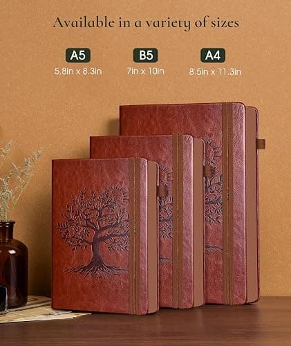 PAIBAS Vintage Leather Journal with 300 Numbered Pages,B5 Lined Journal for Men Women,Daily Journals for Writing,College Ruled Notebook for Work,School,Note taking,Travel Diary,Large (7" x 10") thumbnail 2