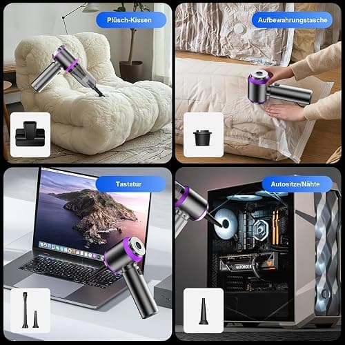 Handstaubsauger, 20000Pa Mini Akku Staubsauger Kabellos 4-In-1 Autostaubsauger 6000mAh 3-Gang Elektrische Staubgebläse für Auto, Küche, Büro, Haus, Camping, Tierhaare, Sofa, Tastaturen(Silber-Violett) - Silber-violett thumbnail 4