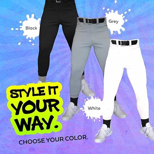 Dirty Mids Original The Essentials Baseball Pants – Pro Fit, Anti-Slip Waistband – White, Black, Grey – XS to XL thumbnail 8