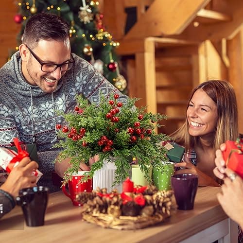 Watayo 45 Pcs Christmas Artificial Pine Branches with Red Berry Stems, 10.5" Faux Evergreen Norfolk Pine Cypress Leaves Stems, Fake Foliage Pine Needles Picks for DIY Craft Garland Home Decor thumbnail 2