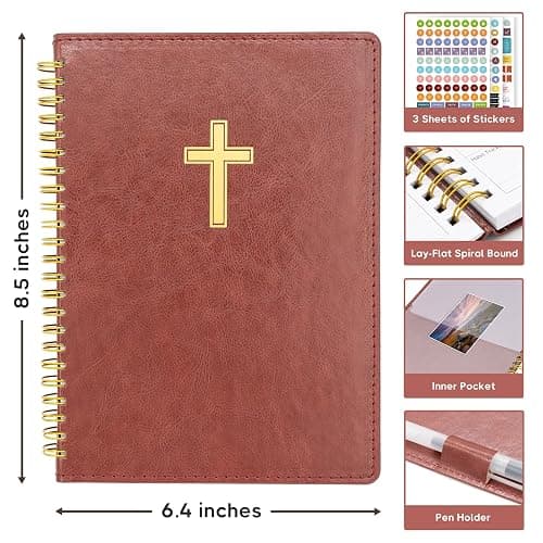 2026 Christian Planner, Bible Planner & Prayer Journal A5 Spiral Bound, Weekly & Monthly Faith Planning for Women & Men (Brown) thumbnail 3