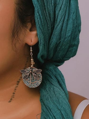 MINACHI Ethnic Vintage Bohemian Retro Antique Turquoise Color Theme Dangle Drop Earrings, Boho Jewelry Gift for Women thumbnail 6