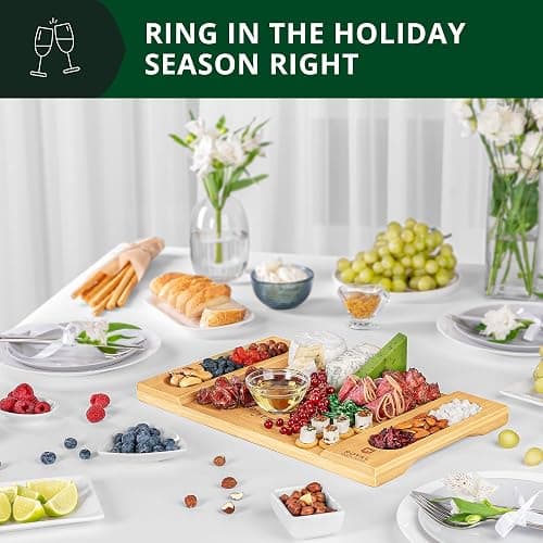 Bamboo Charcuterie Boards - Unique Cheese Board & Serving Tray - Elegant Holiday & Housewarming Gift thumbnail 7