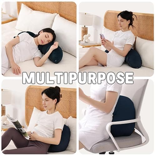 Ailuteie Peallow(Pat. Pend) – Long Round Body Pillow for Adults, Bolster Pillow for Sleeping, Soft and Supportive Pillow for Sleeping & Lumbar Support (Teal Blue, 29.5") thumbnail 5