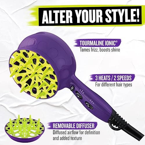 Bed Head Curls-in-Check 1875W Hair Diffuser Dryer | Great for Curly Hair, Reduce Frizz & Static | Diffuser Hair Dryer Enhances Natural Curl, Waves & Texture thumbnail 5