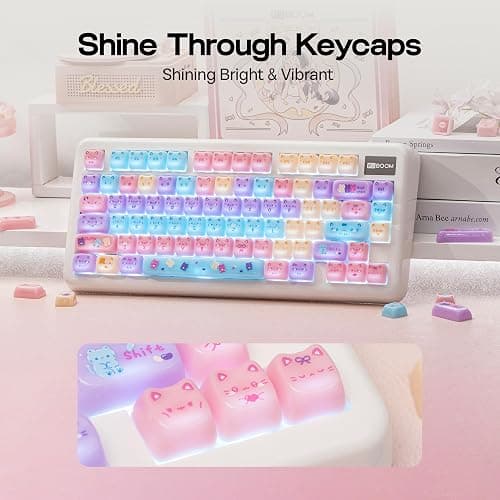 KiiBOOM Cute Cat Keycaps Set, Mao Profile, Cat Shape | PC Keycap for MX Switch Mechanical Keyboard, Compatible with 60%, 65%, 75%, TKL, 96%, Full-Sized Layout (Meow Pudding) thumbnail 3