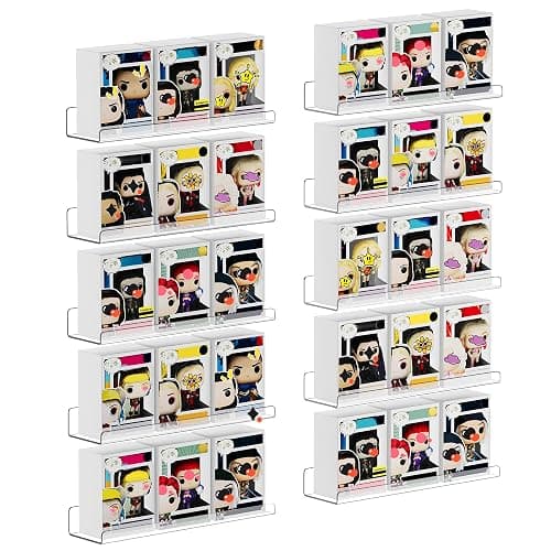 upsimples 10 Pack Acrylic Shelves Wall Organizer and Storage, 15" Display Shelf for Figure, Toy Cars, Perfume, Kids Bookshelf for Bedroom, Nursery, Craft Room, Clear - Image 1
