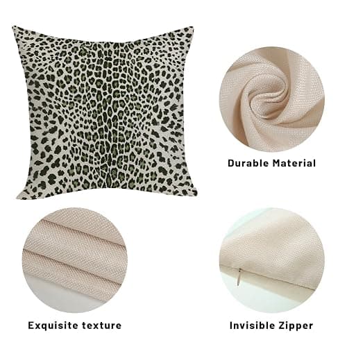Leopard Pillow Covers 18x18 Pack of 2,Animal Skin Cheetah Print Sage Green Throw Pillow Covers Boho Modern Pillowcase Decoration Farmhouse Decorative Linen Cushion Cover Decor for Home Sofa thumbnail 8
