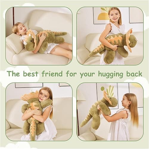 GILFWM Weighted Stuffed Animals Dinosaur - 26.8" Big Stuffed Animal Toy Pillow for Kids & Adults, 5 lbs Ultra-Soft Washable Weighted Dino Plush thumbnail 5