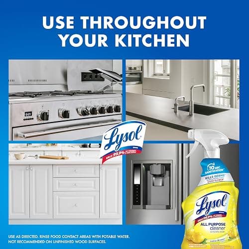 Lysol All Purpose Cleaner Spray, Multi-Purpose Disinfecting Spray, Kitchen & Bathroom Cleaner, Lemon Breeze, Lavender, & Mango Scents, 32oz (Pack of 4) thumbnail 7