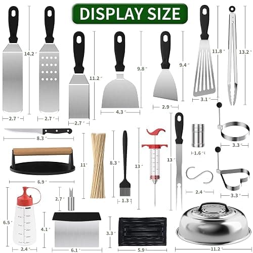 134 Pcs Griddle Accessories Kit for Blackstone - Perfect Flat Top Grill Accessories for Outdoor, Professional Round Melting Dome with Cast Iron Smash Burger Press for Barbecue. thumbnail 7