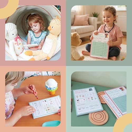 Pretend Play Notepads - 6-Pack Kids Play Pads - 50 Pages Each of Ice Cream Shop, Doctor, Zoo Keeper, Grocery List, Restaurant & Student Reports for Imaginative Role Play thumbnail 7