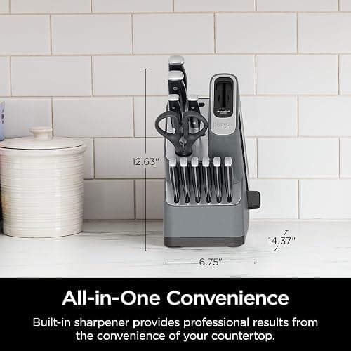 Ninja K32012 Foodi NeverDull Premium Knife System, 12 Piece Knife Block Set with Built-in Sharpener, German Stainless Steel Knives, Black thumbnail 3