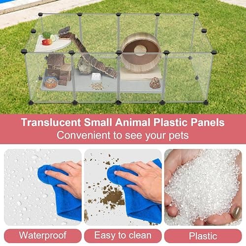 VISCOO 12 Panels Transparent Small Animals Playpen,48" x 24" x 16" Portable Pet Playpen,Plastic Enclosure,Puppy Play Pen for Indoors Outdoor Pet Fence for Guinea Pigs,Bunny,Ferrets,Hamsters,Hedgehogs thumbnail 6