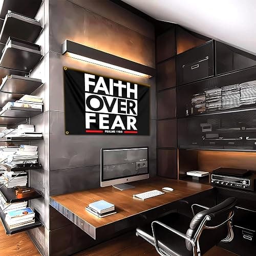 Faith Over Fear Flag 3x5 Ft Christian Jesus Flags Inspirational Gym Flags for Home Motivational Gym Wall Fitness Decor And College Dorm Room Bedroom Office Sign Banner Decor thumbnail 4