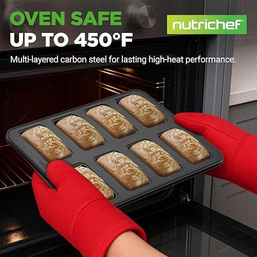 NutriChef 42-Piece Ultimate Nonstick Bakeware Set - Carbon Steel Baking Pans, Everyday Baking Tools, Oven Mitts, & More - Ideal for Baking Delicious Savory & Sweet Treats - Complete Set for Bakers thumbnail 8